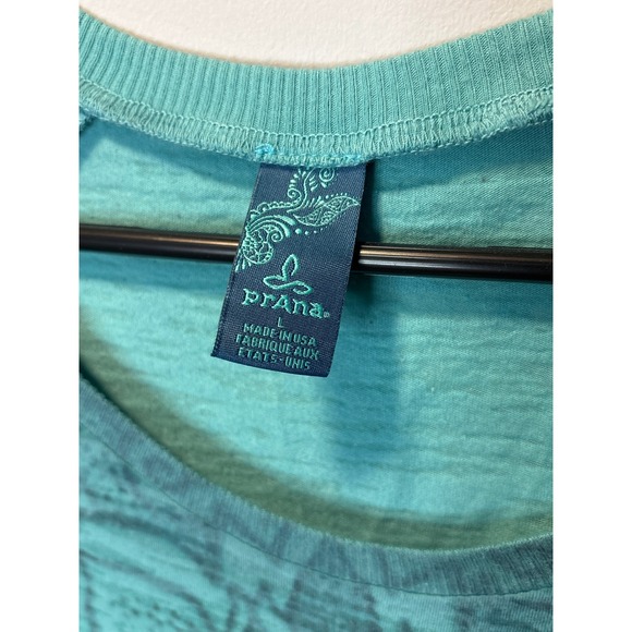 Prana Goddess Large Teal Green Mandala Burnout Raglan Short Sleeve Shirt - Picture 4 of 5